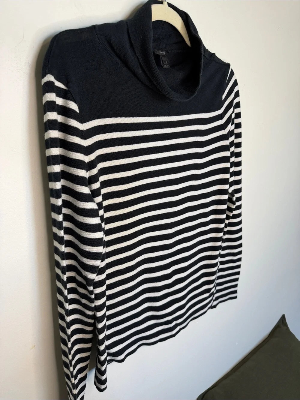 J. Crew Black and White Striped Turtleneck Sweater